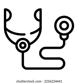 Vector de contorno de icono de estetioscopio. Hospital de habitaciones. Paciente médico