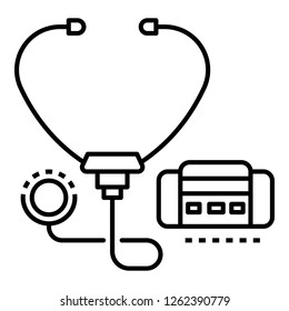 Stethoscope icon. Outline stethoscope vector icon for web design isolated on white background
