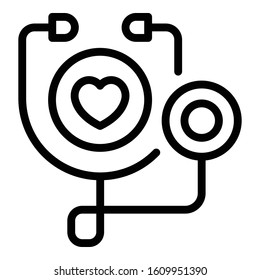 Stethoscope icon. Outline stethoscope vector icon for web design isolated on white background