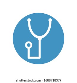 stethoscope icon over white background, block style, vector illustration