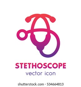 stethoscope icon over white, vector illustration