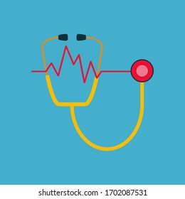 icono del estetoscopio , pulso y electrocardiograma , vector ,ilustrador.