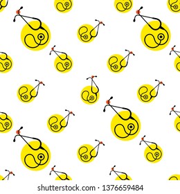 Stethoscope Icon Seamless Pattern, Acoustic Medical Device Vector Art Illustration
