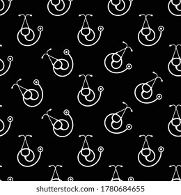 Stethoscope Icon Seamless Pattern, Acoustic Medical Device Vector Art Illustration