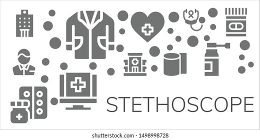 stethoscope icon set. 11 filled stethoscope icons.  Simple modern icons about  - Hospital, Lab coat, Pharmacist, Medicine, Bandages, Medical, Stethoscope
