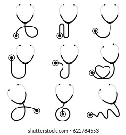 Stethoscope icon set