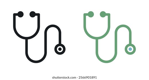 Stethoscope icon set in black and colored