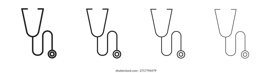 Stethoscope icon set. A collection of simple black thin strokes icons