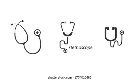 stethoscope icon set. doctor stethoscope icon