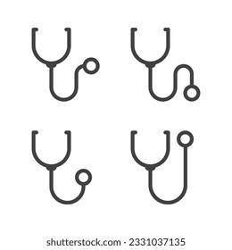 Stethoscope icon set isolated flat design vector illustration on white background.