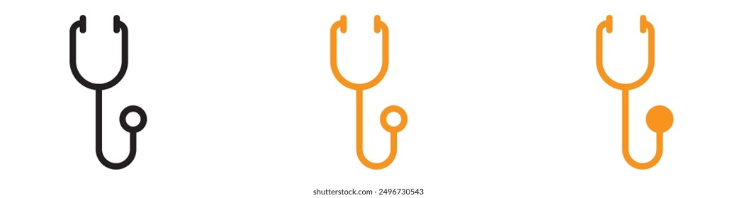 Stethoscope Icon Set Medical Device Illustrations for Healthcare and Examination