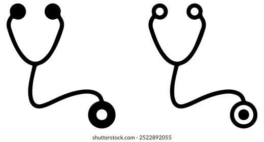 Stethoscope icon set. Medical stethoscope. Hospital cardiology equipment.