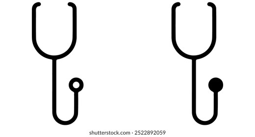 Stethoscope icon set. Medical stethoscope. Hospital cardiology equipment.