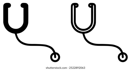 Stethoscope icon set. Medical stethoscope. Hospital cardiology equipment.