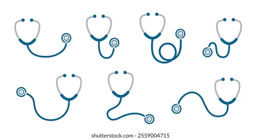 Stethoscope icon set. Medical stethoscope icons. Stethoscope vector illustration