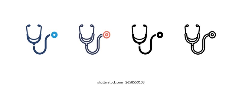 Ícone de estetoscópio define coleção de vários estilos