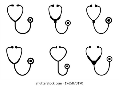 stethoscope icon set on white background