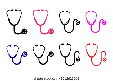Stethoscope icon set vector illustrations