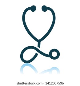 Stethoscope Icon. Shadow Reflection Design. Vector Illustration.