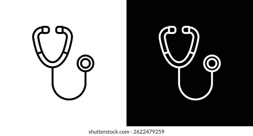 Stethoscope icon shape graphic simple plain clipart symbol. thin line outline art