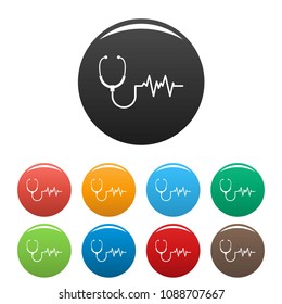 Stethoscope icon. Simple illustration of stethoscope vector icons set color isolated on white