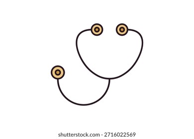 Ícone de estetoscópio. Adequado para projetos médicos. Ícone de linha plana, perfeito para interface do usuário, aplicativos móveis, sites, apresentações e infográficos. Totalmente editável e otimizado para uso digital e de impressão