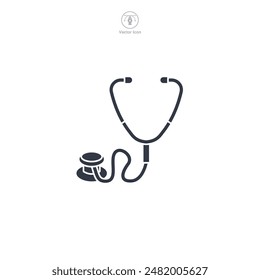 Estetoscopio Icono Ilustración vectorial aislada sobre fondo blanco