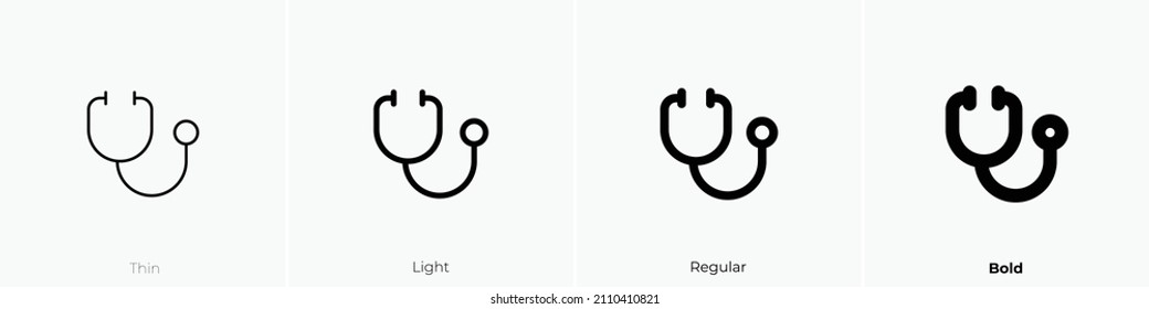 stethoscope icon. Thin, Light Regular And Bold style design isolated on white background