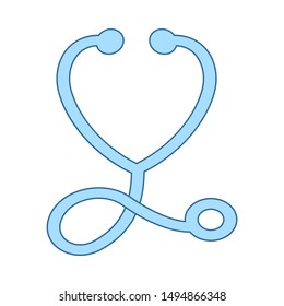 Stethoscope Icon. Thin Line With Blue Fill Design. Vector Illustration.