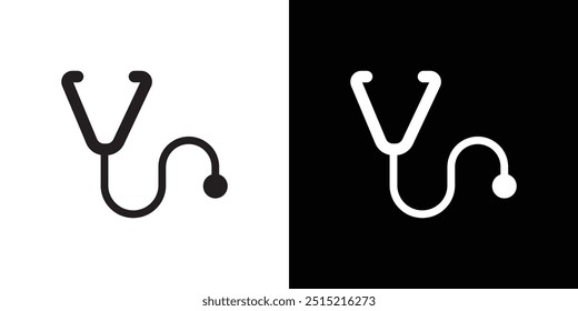 Stethoscope icon Thin line flat illustration