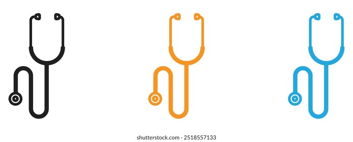 Stethoscope icon Thin line illustration set