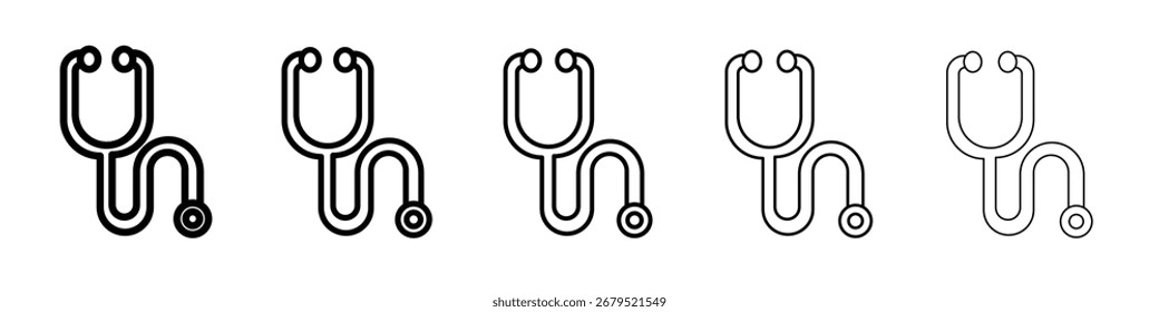 Ícone de estetoscópio conjunto de contornos de linha fina ou coleção