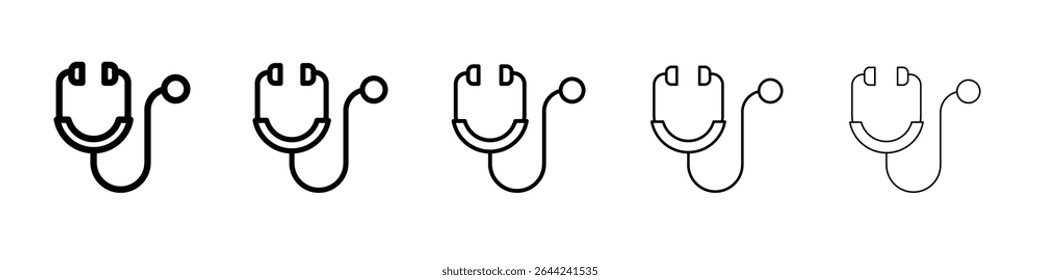 stethoscope icon thin outline logo mark set
