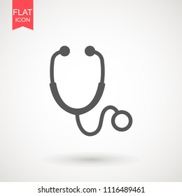 Stethoscope icon in trendy flat style isolated on background. Stethoscope Icon - Medical Health Care Symbol Glyph Vector illustration . Page symbol for your web site design logo, app, UI