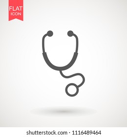 Stethoscope icon in trendy flat style isolated on background. Stethoscope Icon - Medical Health Care Symbol Glyph Vector illustration . Page symbol for your web site design logo, app, UI