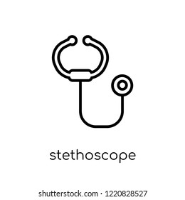 Stethoscope icon. Trendy modern flat linear vector Stethoscope icon on white background from thin line Health and Medical collection, editable outline stroke vector illustration