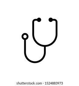 Stethoscope icon vector, diagnostic symbol, flat vector sign isolated on white background