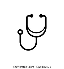 Stethoscope icon vector, diagnostic symbol, flat vector sign isolated on white background