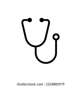 Stethoscope icon vector, diagnostic symbol, flat vector sign isolated on white background