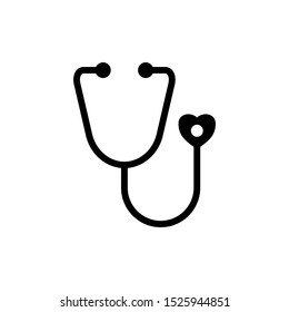 Stethoscope icon vector, diagnostic symbol, flat vector sign isolated on white background