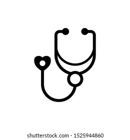 Stethoscope icon vector, diagnostic symbol, flat vector sign isolated on white background