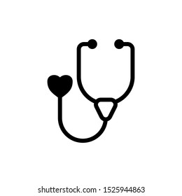 Stethoscope icon vector, diagnostic symbol, flat vector sign isolated on white background