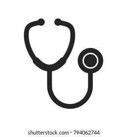 Stethoscope icon vector, diagnostic symbol. Doctor item, hospital pictogram, flat vector sign isolated on white background. Simple vector illustration for graphic and web design.