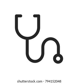 Stethoscope icon vector, diagnostic symbol. Doctor item, hospital pictogram, flat vector sign isolated on white background. Simple vector illustration for graphic and web design.