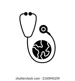 Icono estetioscopio vector con tierra. adecuado para el símbolo del día de la enfermera. salud. estilo de icono sólido. diseño simple editable. Diseño de una ilustración sencilla