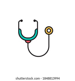 stethoscope icon vector. filled outline style. isolated on white background