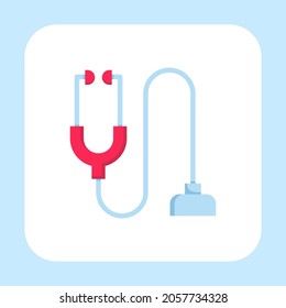 Vector de icono de estetioscopio con estilo de color plano aislado en fondo blanco
