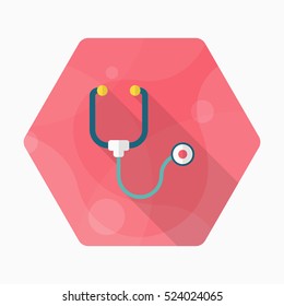 Stethoscope icon , Vector flat long shadow design.