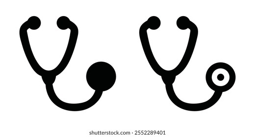 Stethoscope icon vector in flat style.  medical stethoscope in two different style vector illustration on white background. 