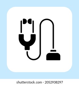 Stethoscope icon vector with Glyph style isolated on white background. Vector illustration diagnose sign symbol icon concept for medical, doctor, web, apps, technology and project